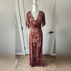 Baltic Born Pink Maxi Flutter Sleeve Gown
